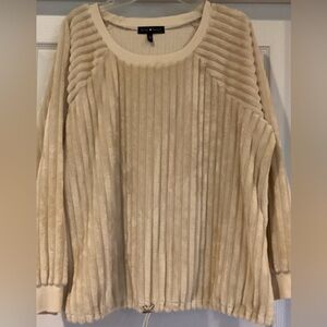 Derek Heart Women’s Ribbed Chenille Round Neck Knit Sweater with Drawstring
